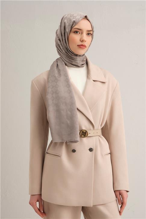 Armine Elegance İpek Pamuk Kare Monogram Şal 10692