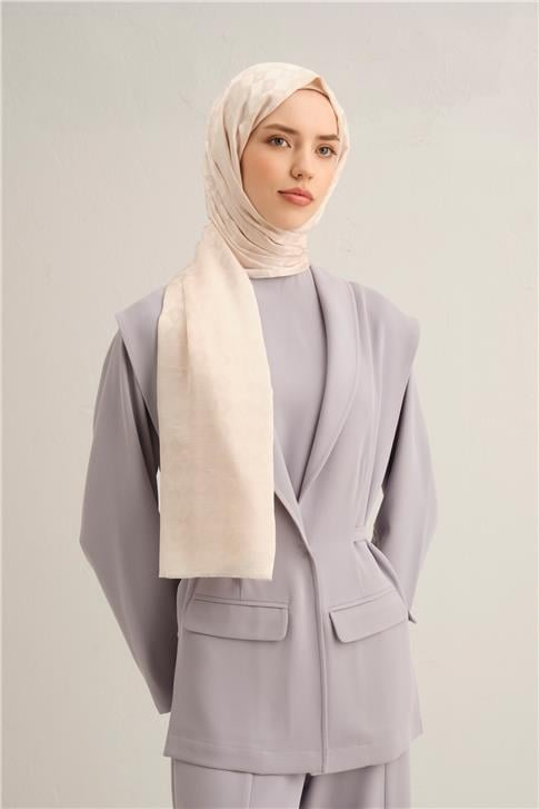 Armine Elegance İpek Pamuk Kare Monogram Şal 9911