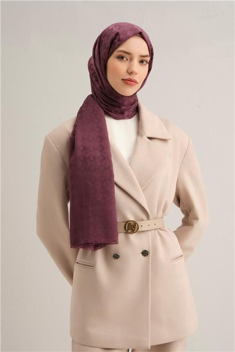 Armine Elegance İpek Pamuk Kare Monogram Şal 10702