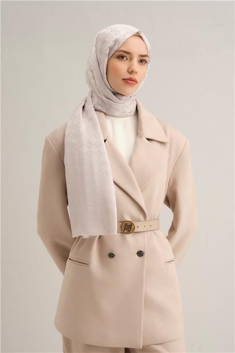 Armine Elegance İpek Pamuk Kare Monogram Şal 11172