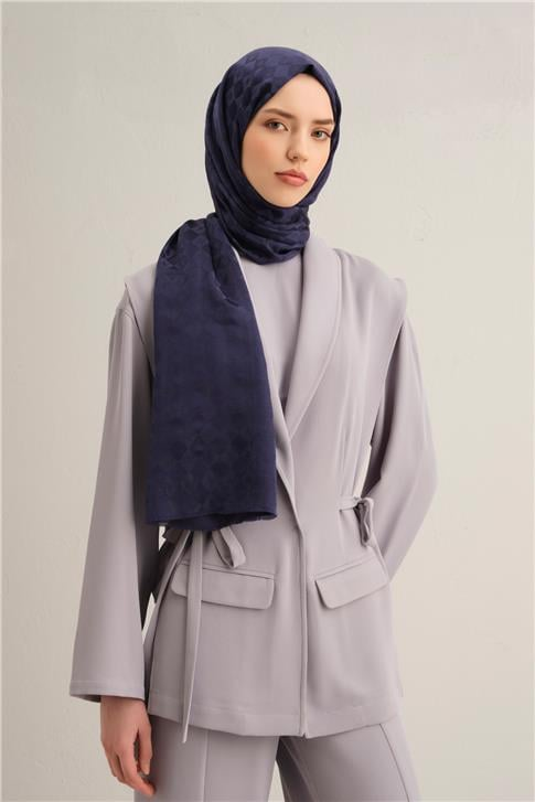 Armine Elegance İpek Pamuk Kare Monogram Şal 10077