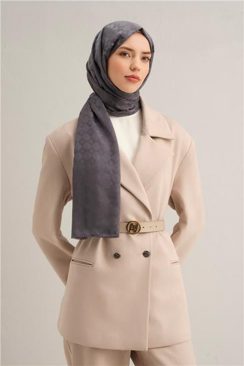 Armine Elegance İpek Pamuk Kare Monogram Şal 11173