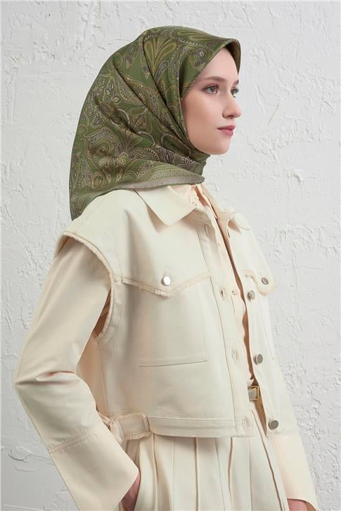 Armine Etnik Desen Saf İpek Twill Eşarp 9421D 52