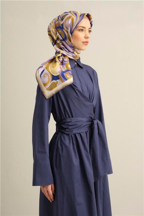 Armine Etnik Desenli Saf İpek Sura Eşarp 9323D 01