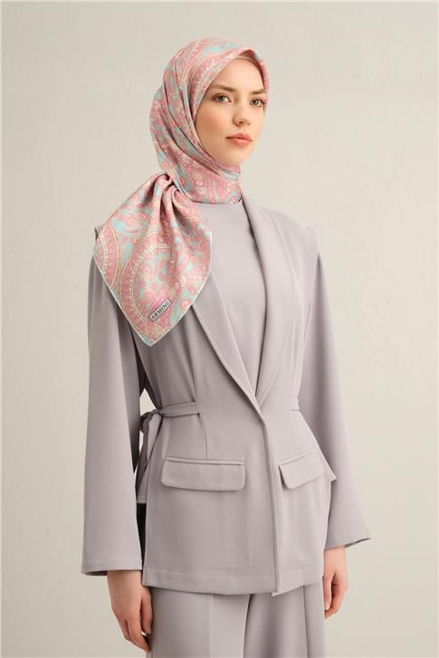 Armine Etnik Desenli Saf İpek Twill Eşarp 9304D 31