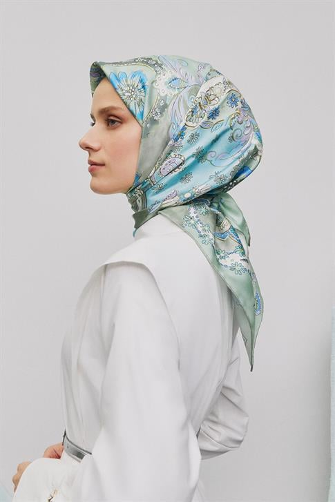 Armine Etnik Desenli Saf İpek Twill Eşarp 9338D 56