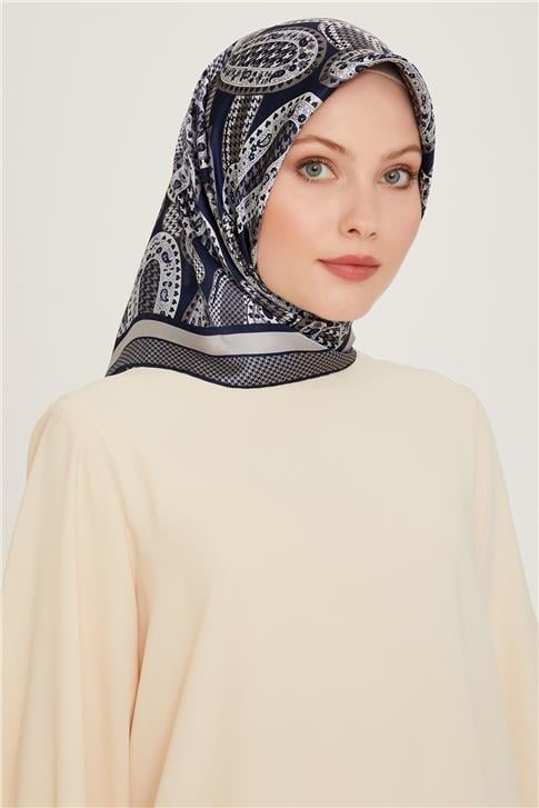 Armine Etnik Desenli Twill Saf İpek Eşarp 9208D 83