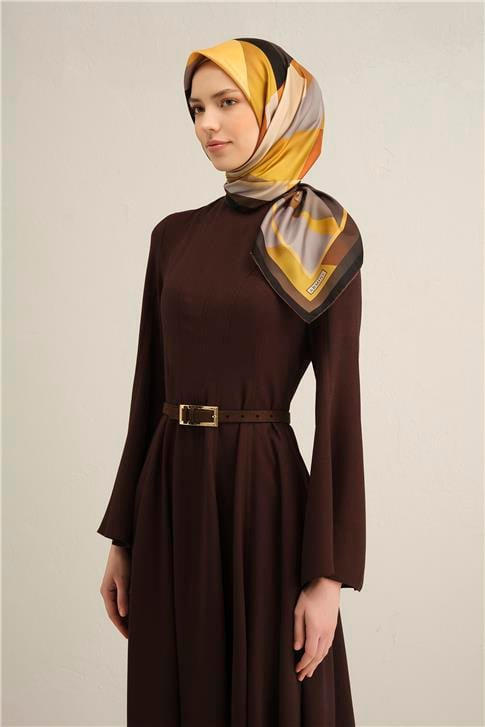 Armine Geometrik Desenli Saf İpek Sura Eşarp 9331D 57