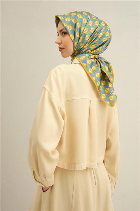 Armine Geometrik Desenli Saf İpek Sura Eşarp 9309D 05