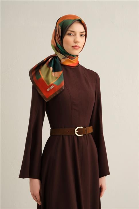 Armine Geometrik Desenli Saf İpek Sura Eşarp 9331D 83