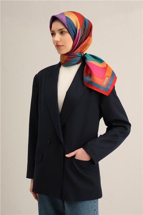 Armine Geometrik Desenli Saf İpek Sura Eşarp 9331D 80