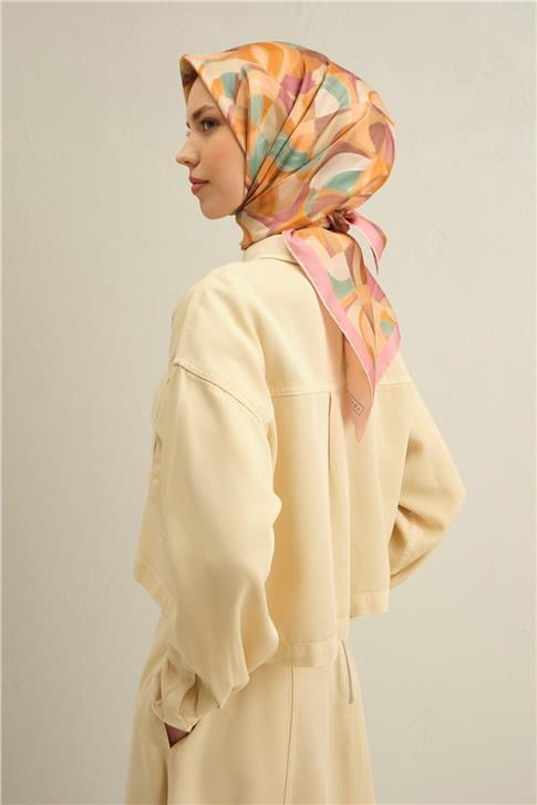 Armine Geometrik Desenli Saf İpek Sura Eşarp 9329D 34