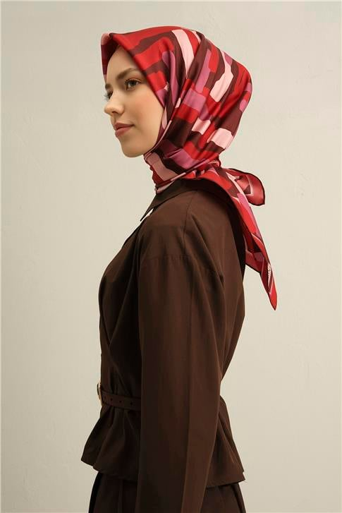 Armine Geometrik Desenli Saf İpek Sura Eşarp 9303D 83