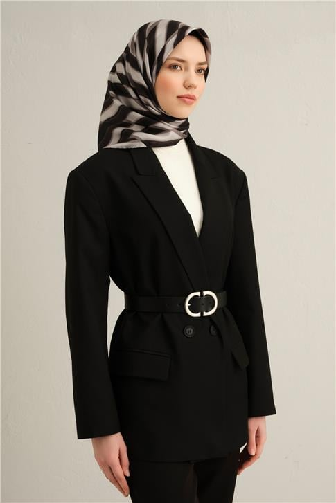 Armine Geometrik Desenli Saf İpek Twill Eşarp 9325D 80