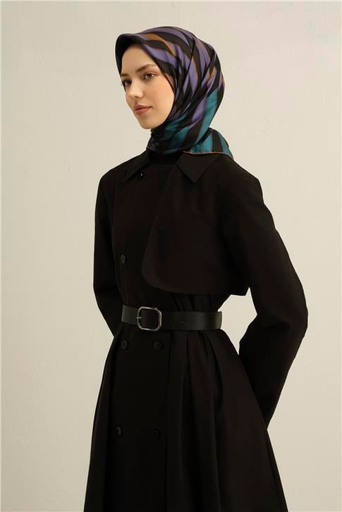 Armine Geometrik Desenli Saf İpek Twill Eşarp 9325D 82