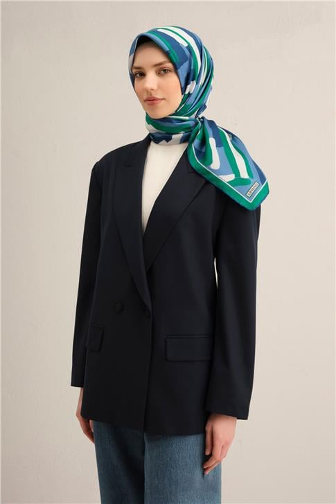 Armine Geometrik Desenli Saf İpek Twill Eşarp 9303D 81
