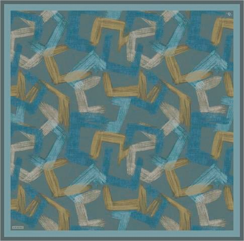 Armine Geometrik Desenli Saf İpek Twill Eşarp 9413D 05