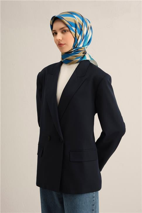 Armine Geometrik Desenli Saf İpek Twill Eşarp 9325D 52