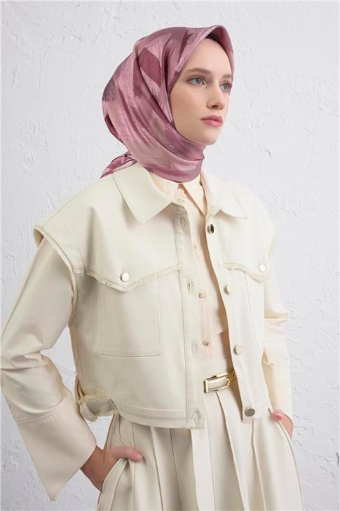 Armine Geometrik Desenli Saf İpek Twill Eşarp 9413D 06