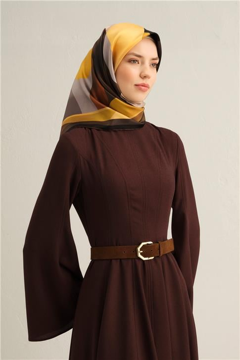 Armine Geometrik Desenli Saf İpek Twill Eşarp 9331D 57