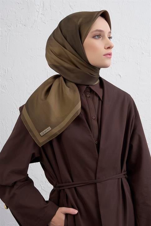 Armine Geometrik Desenli Saf İpek Twill Eşarp 9402D 55