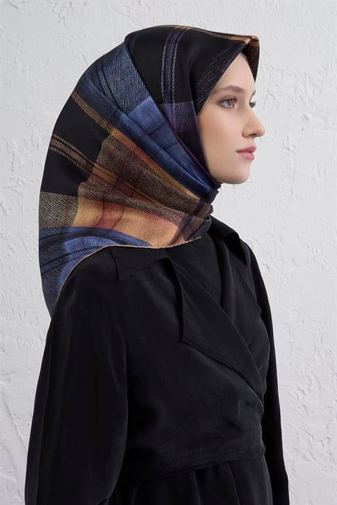 Armine Geometrik Desenli Saf İpek Twill Eşarp 9424D 31