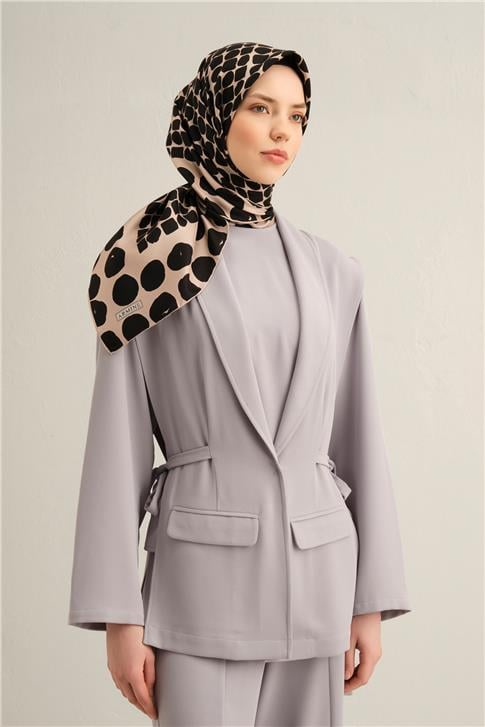 Armine Geometrik Desenli Saf İpek Twill Eşarp 9354D 86