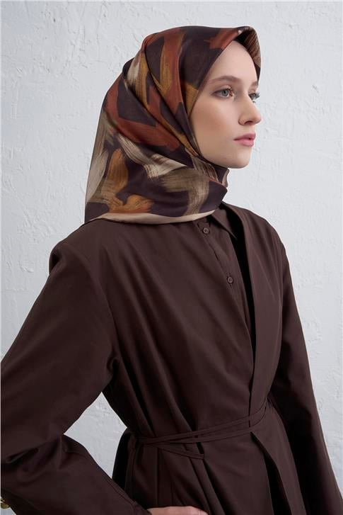 Armine Geometrik Desenli Saf İpek Twill Eşarp 9413D 35