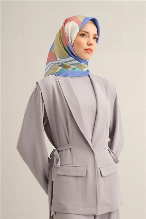 Armine Geometrik Desenli Saf İpek Twill Eşarp 9313D 56