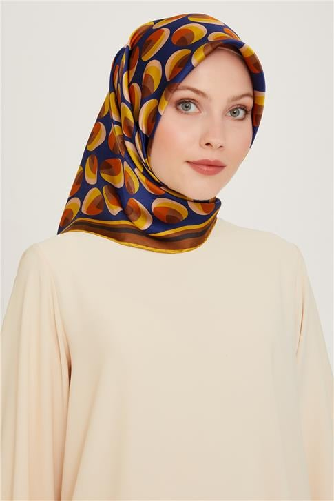 Armine Geometrik Desenli Sura Saf İpek Eşarp 9219D 05 50