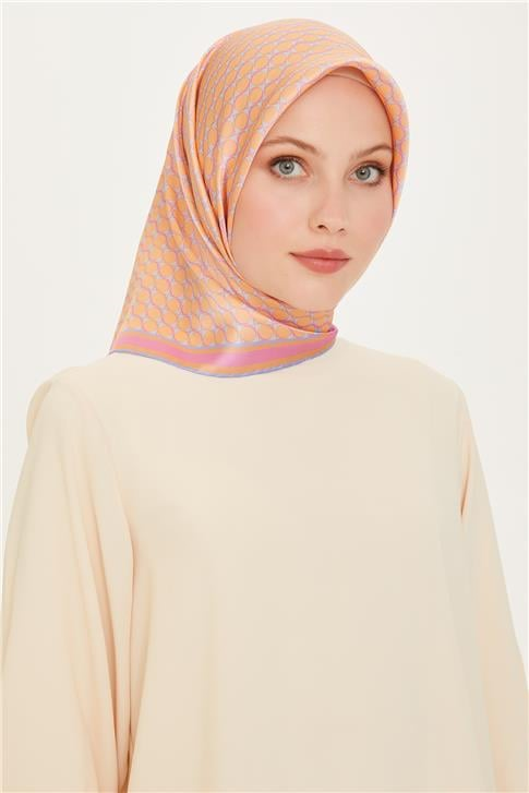Armine Geometrik Desenli Sura Saf İpek Eşarp 9226D 81 56