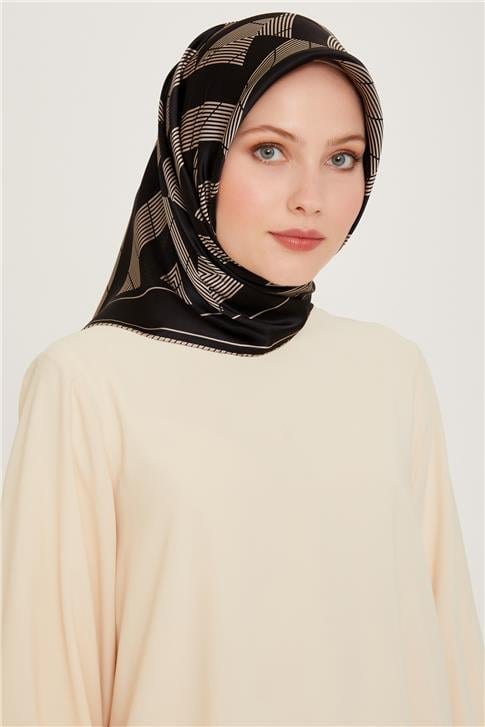 Armine Geometrik Desenli Sura Saf İpek Eşarp 9255D 81