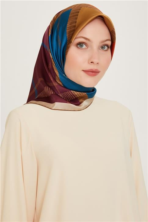 Armine Geometrik Desenli Sura Saf İpek Eşarp 9206D 10