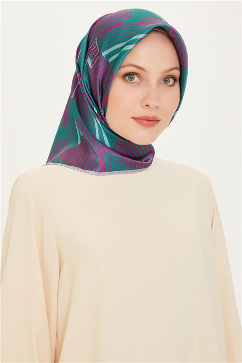 Armine Geometrik Desenli Sura Saf İpek Eşarp 9218D 39