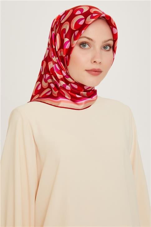 Armine Geometrik Desenli Sura Saf İpek Eşarp 9219D 05 83