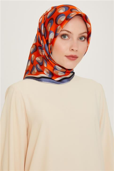 Armine Geometrik Desenli Sura Saf İpek Eşarp 9219D 05 35