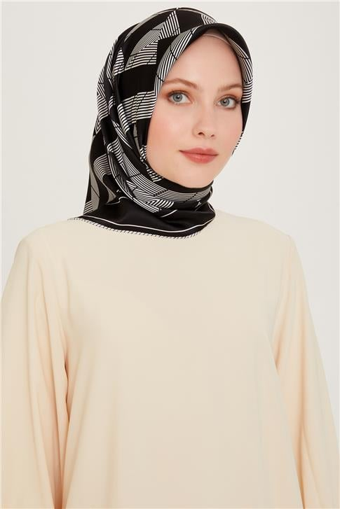 Armine Geometrik Desenli Sura Saf İpek Eşarp 9255D 80