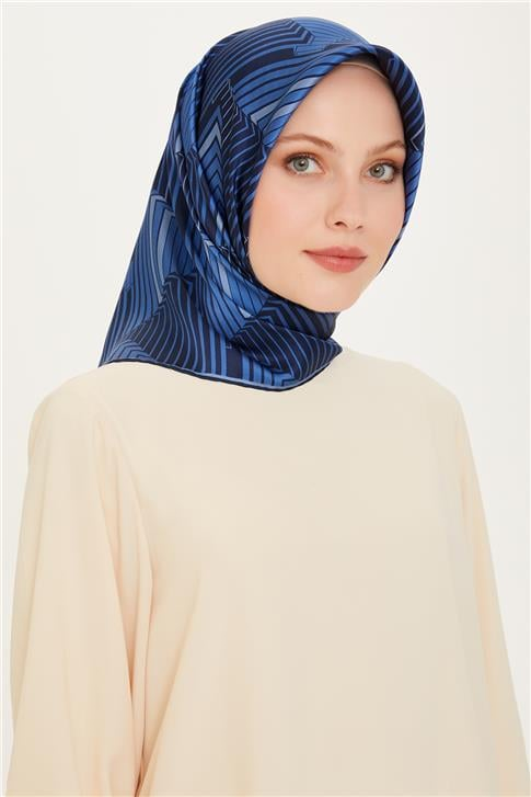 Armine Geometrik Desenli Sura Saf İpek Eşarp 9218D 85
