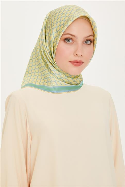 Armine Geometrik Desenli Sura Saf İpek Eşarp 9226D 81 55