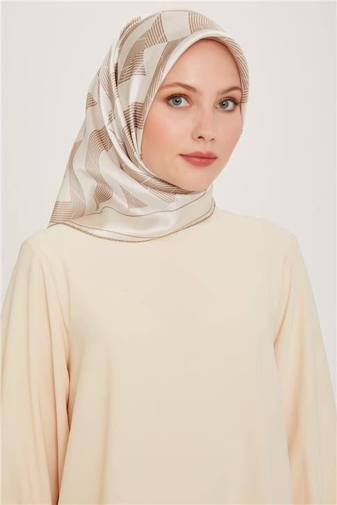 Armine Geometrik Desenli Sura Saf İpek Eşarp 9255D 84