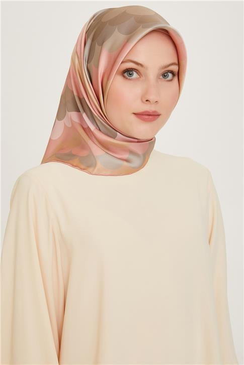 Armine Geometrik Desenli Sura Saf İpek Eşarp 9212D 56