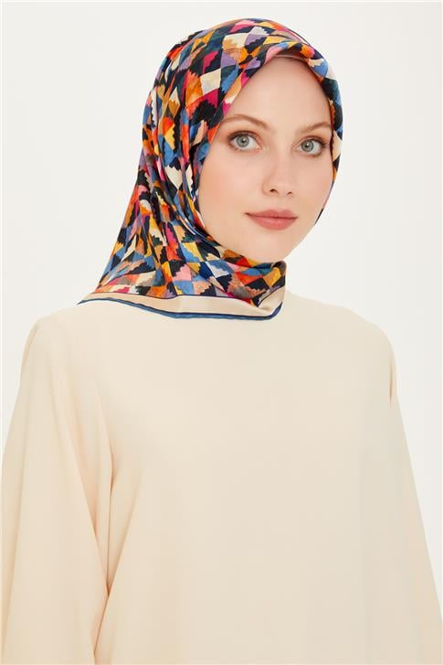 Armine Geometrik Desenli Sura Saf İpek Eşarp 9214D 32