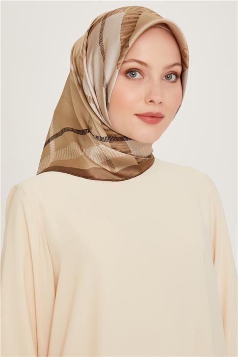 Armine Geometrik Desenli Sura Saf İpek Eşarp 9206D 11