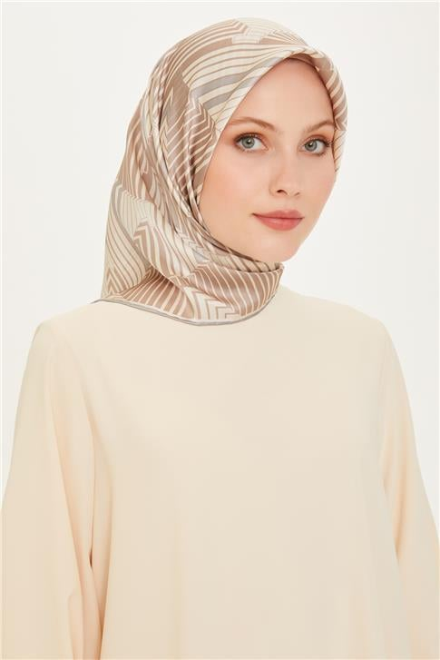 Armine Geometrik Desenli Sura Saf İpek Eşarp 9218D 83