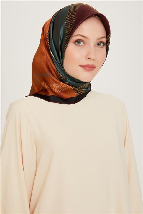 Armine Geometrik Desenli Sura Saf İpek Eşarp 9206D 33