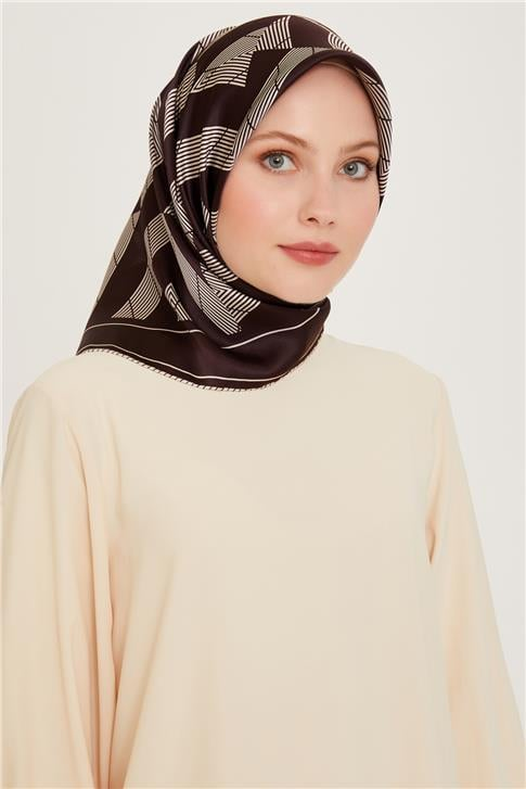 Armine Geometrik Desenli Sura Saf İpek Eşarp 9255D 83