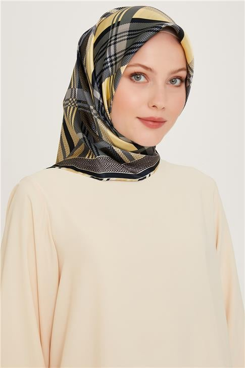 Armine Geometrik Desenli Sura Saf İpek Eşarp 9223D 33 31