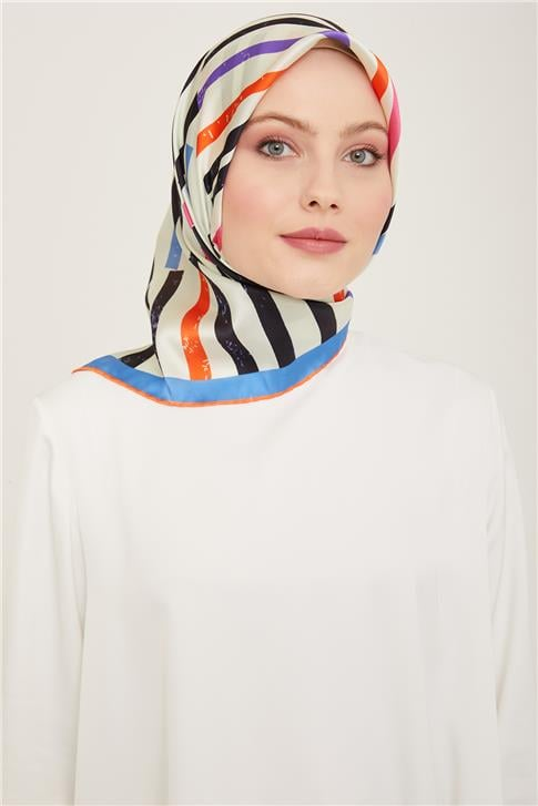 Armine Geometrik Desenli Twill İpek Eşarp 24Ya9101 2 32