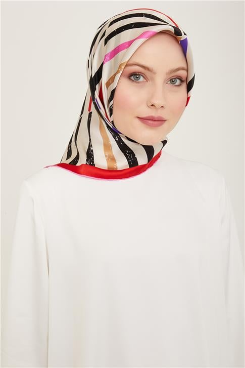 Armine Geometrik Desenli Twill İpek Eşarp 24Ya9101 2 08