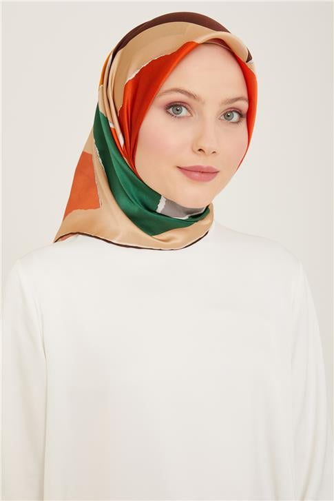 Armine Geometrik Desenli Twill İpek Eşarp 24Ya9125 83 81